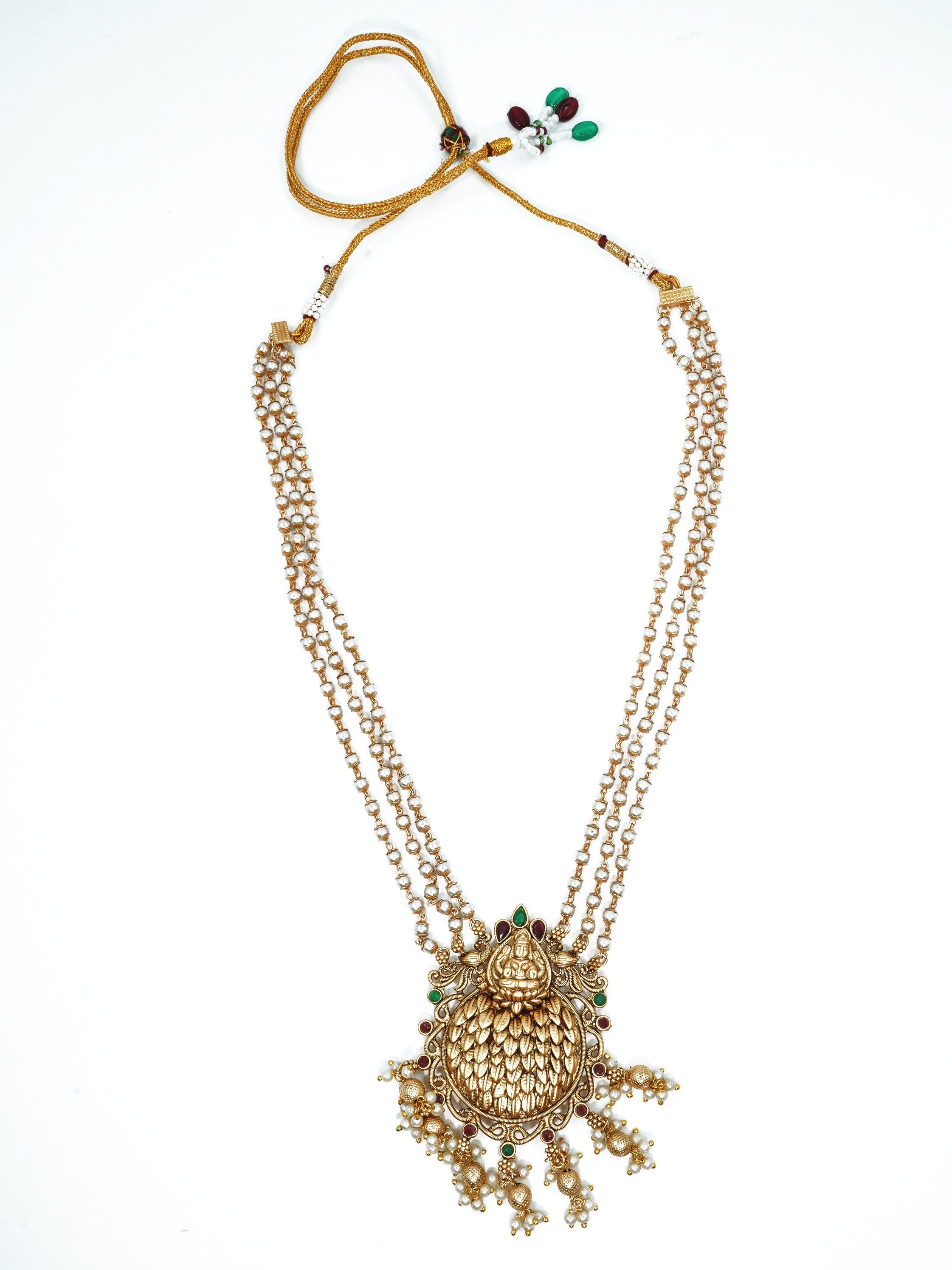 Gold Plated Pendant set with pearl mala 15434N