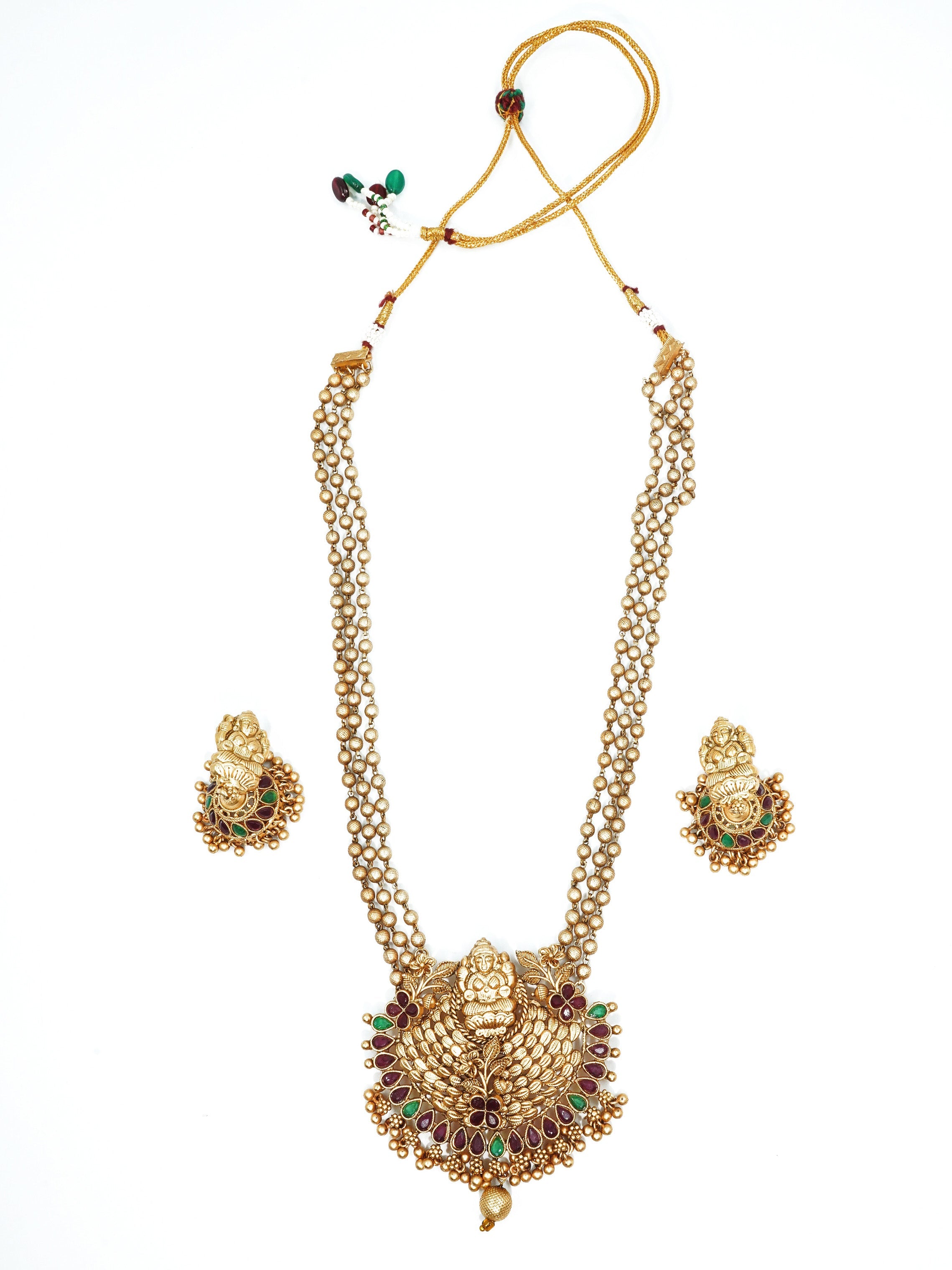 Gold Plated Pendant set with pearl mala 15437N