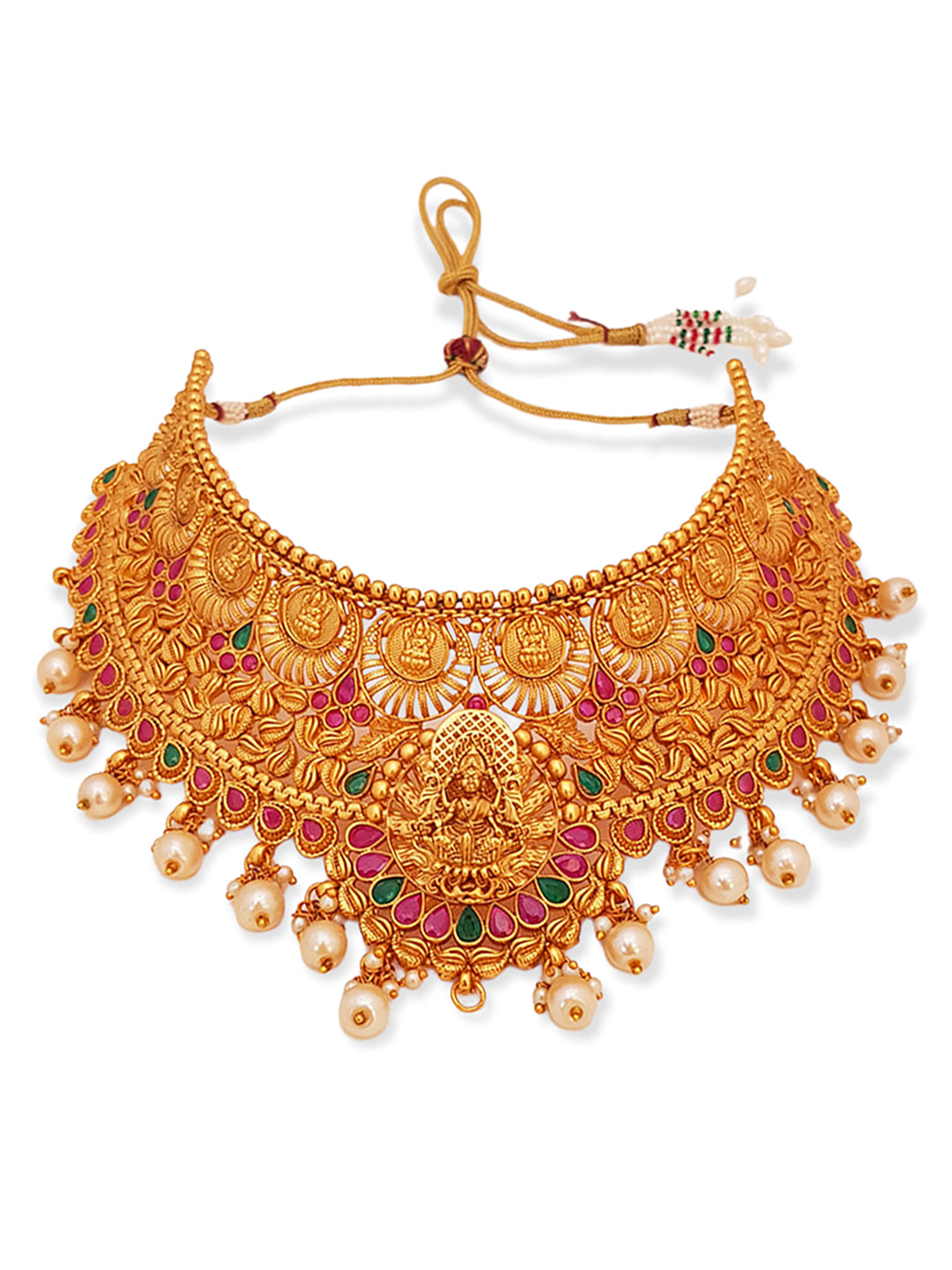 Gold Plated Premium Lakshmi bahubali motif Heavy Choker for special occasions Free express Delivery NSN07-1664-1066N