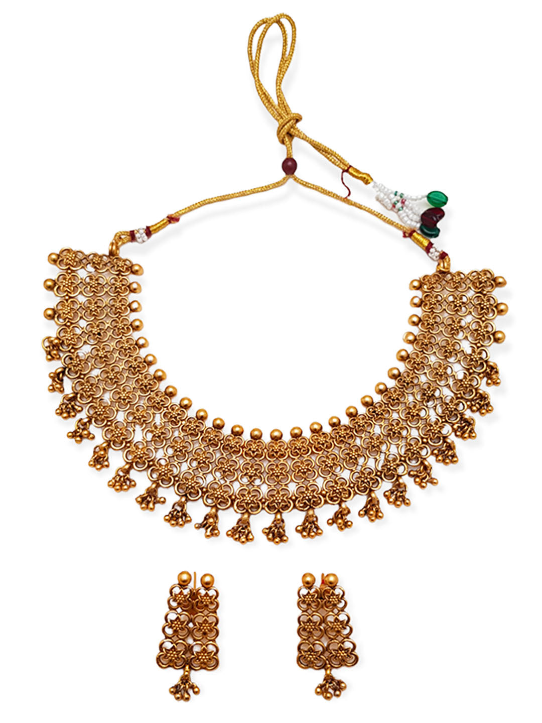 Gold Plated Premium Quality Broad Short Necklace Set 6782N