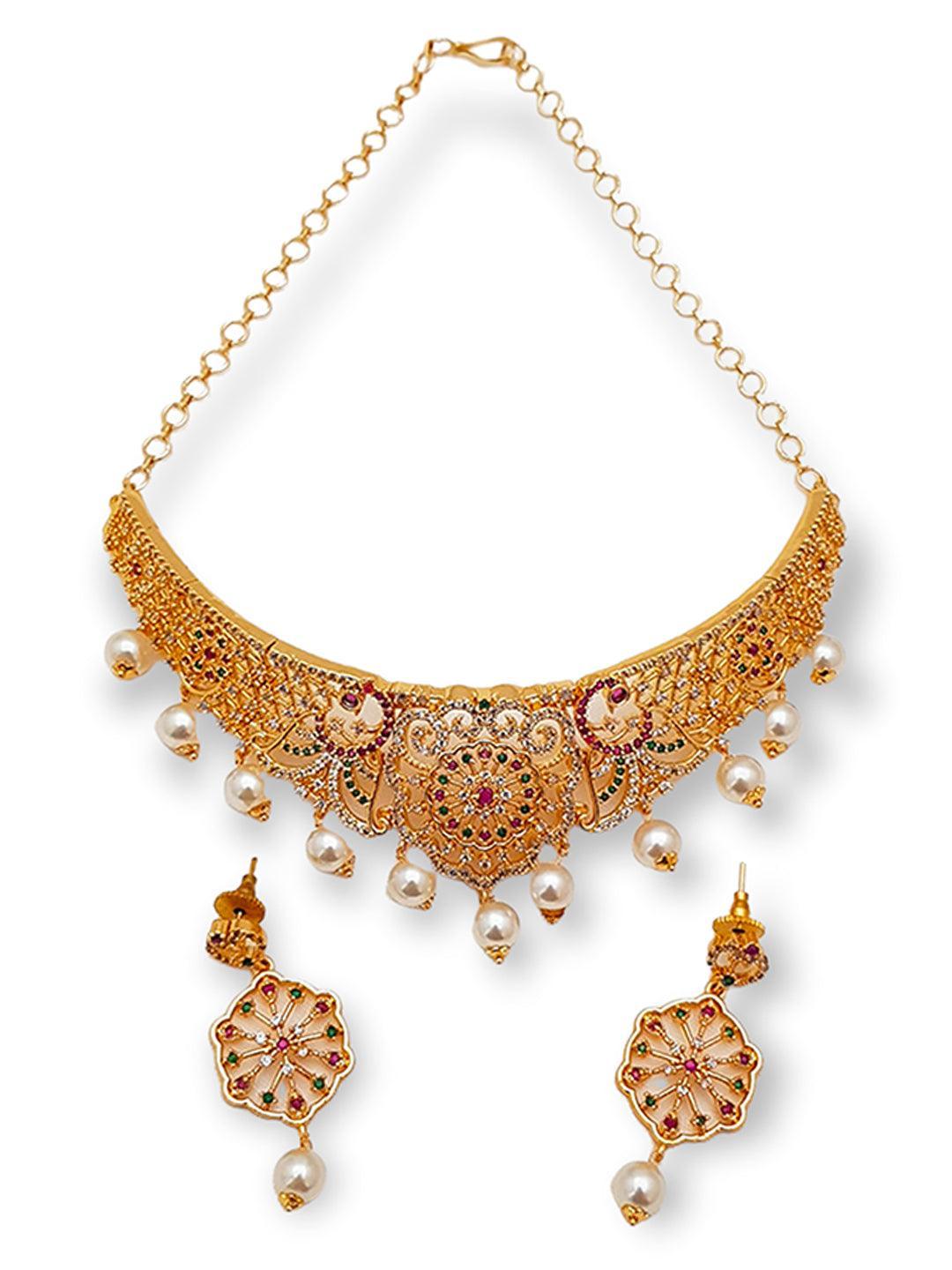 Gold Plated Premium Quality CZ Choker Set 4212N