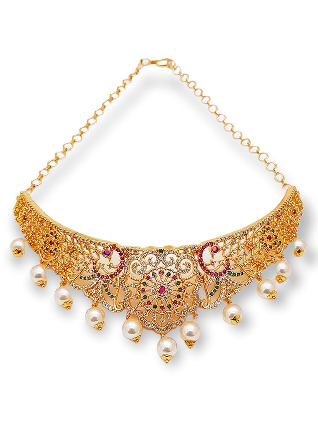 Gold Plated Premium Quality CZ Choker Set 4212N