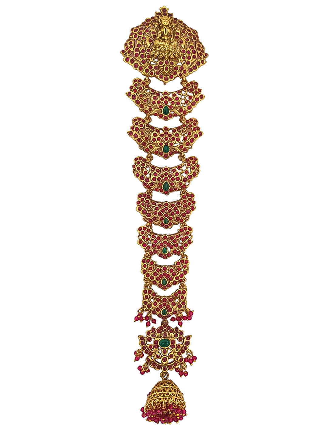 Gold Plated Ruby Colour Studded Hair Jada/Amboda / Hair Pin/Rakhdi/Amboda/Pin 17378N