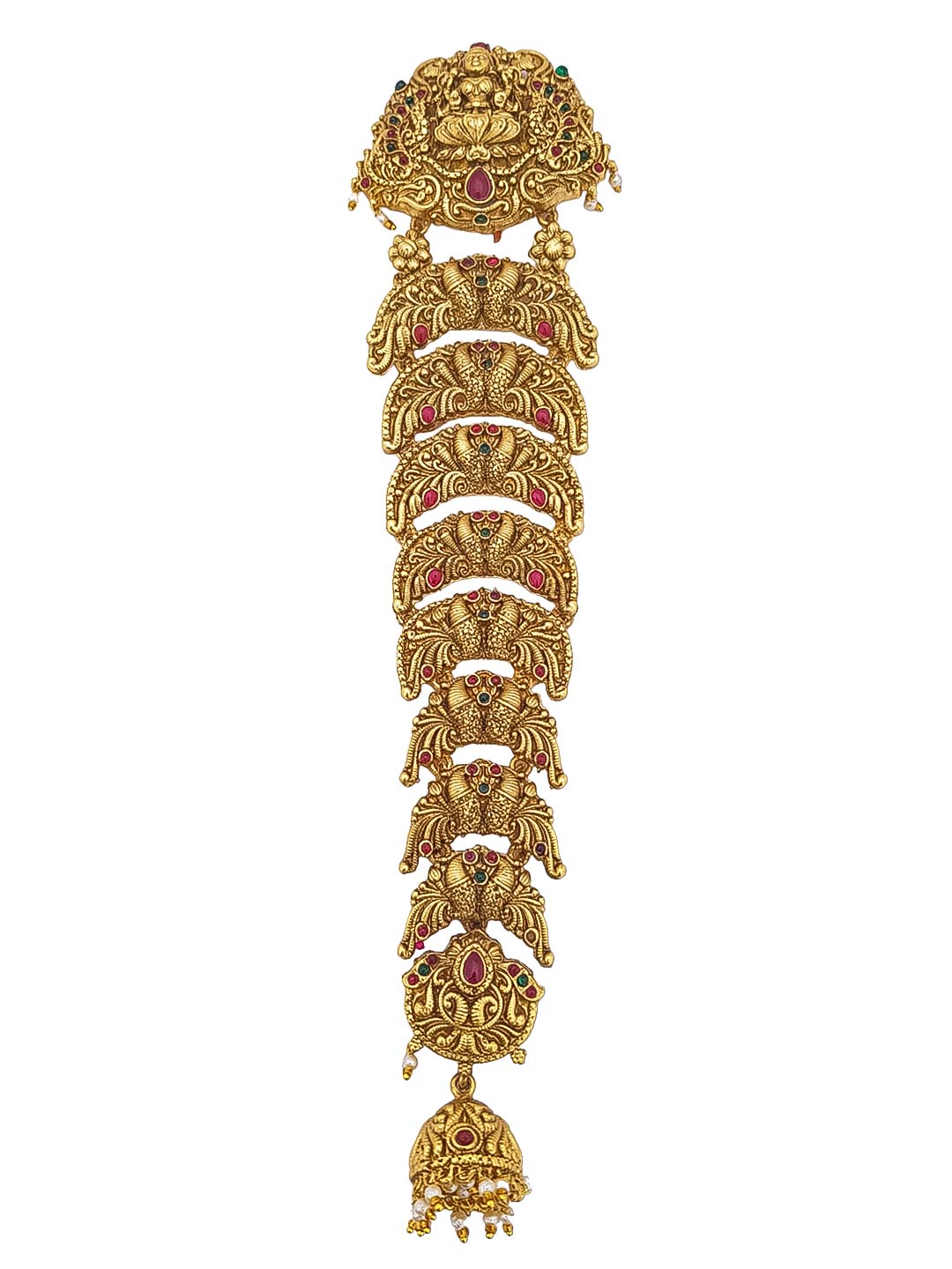 Gold Plated Ruby Colour Studded Hair Jada/Amboda / Hair Pin/Rakhdi/Amboda/Pin 17509N