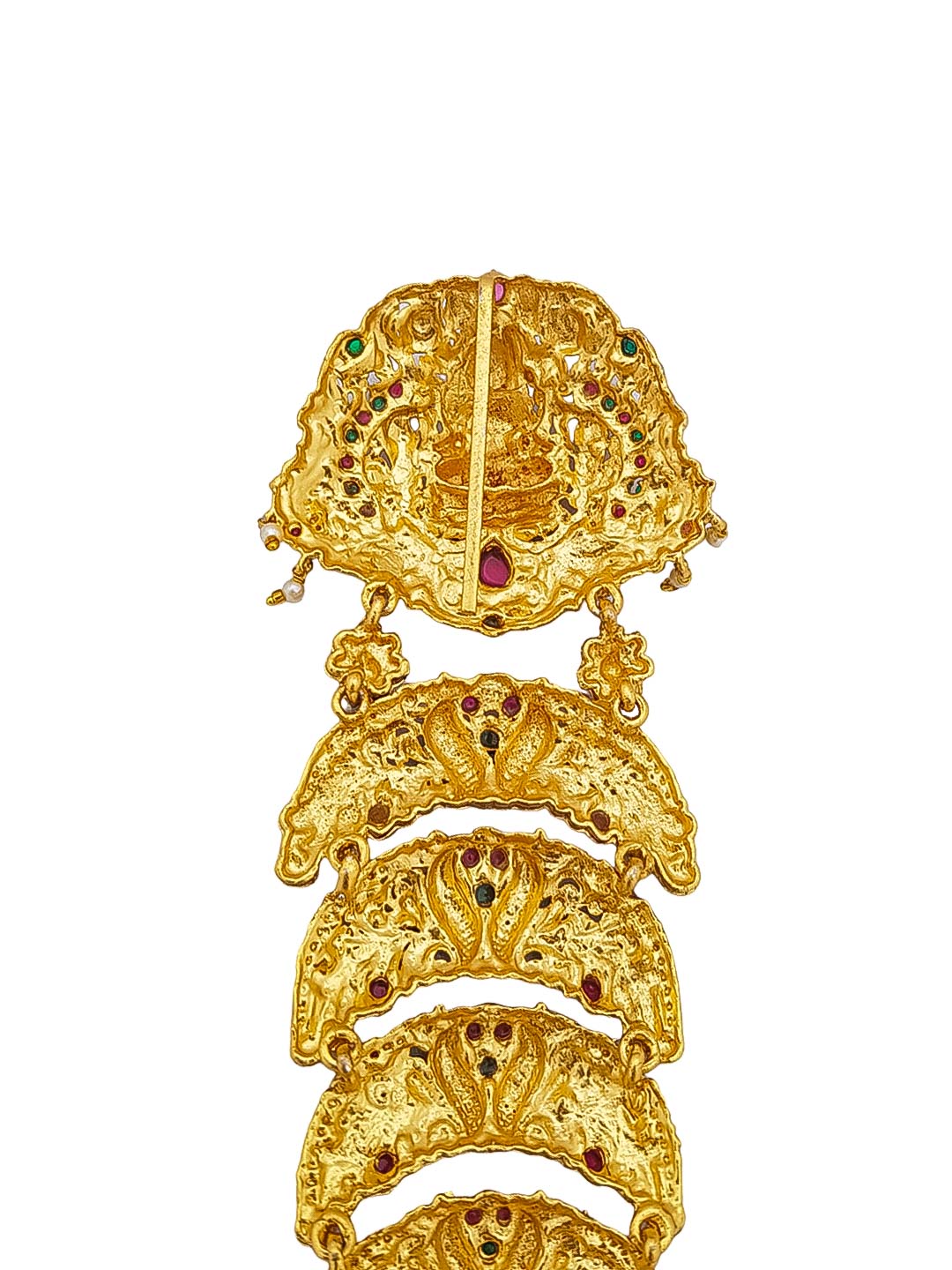 Gold Plated Ruby Colour Studded Hair Jada/Amboda / Hair Pin/Rakhdi/Amboda/Pin 17509N