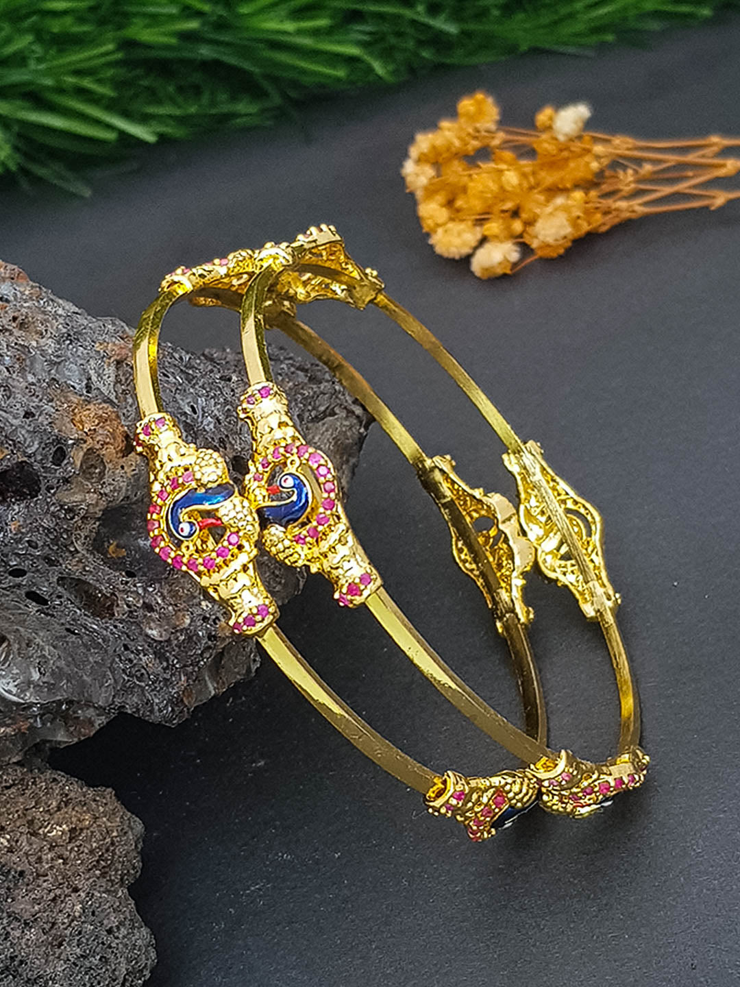 Gold Plated Set of 2 Bangles 13198C
