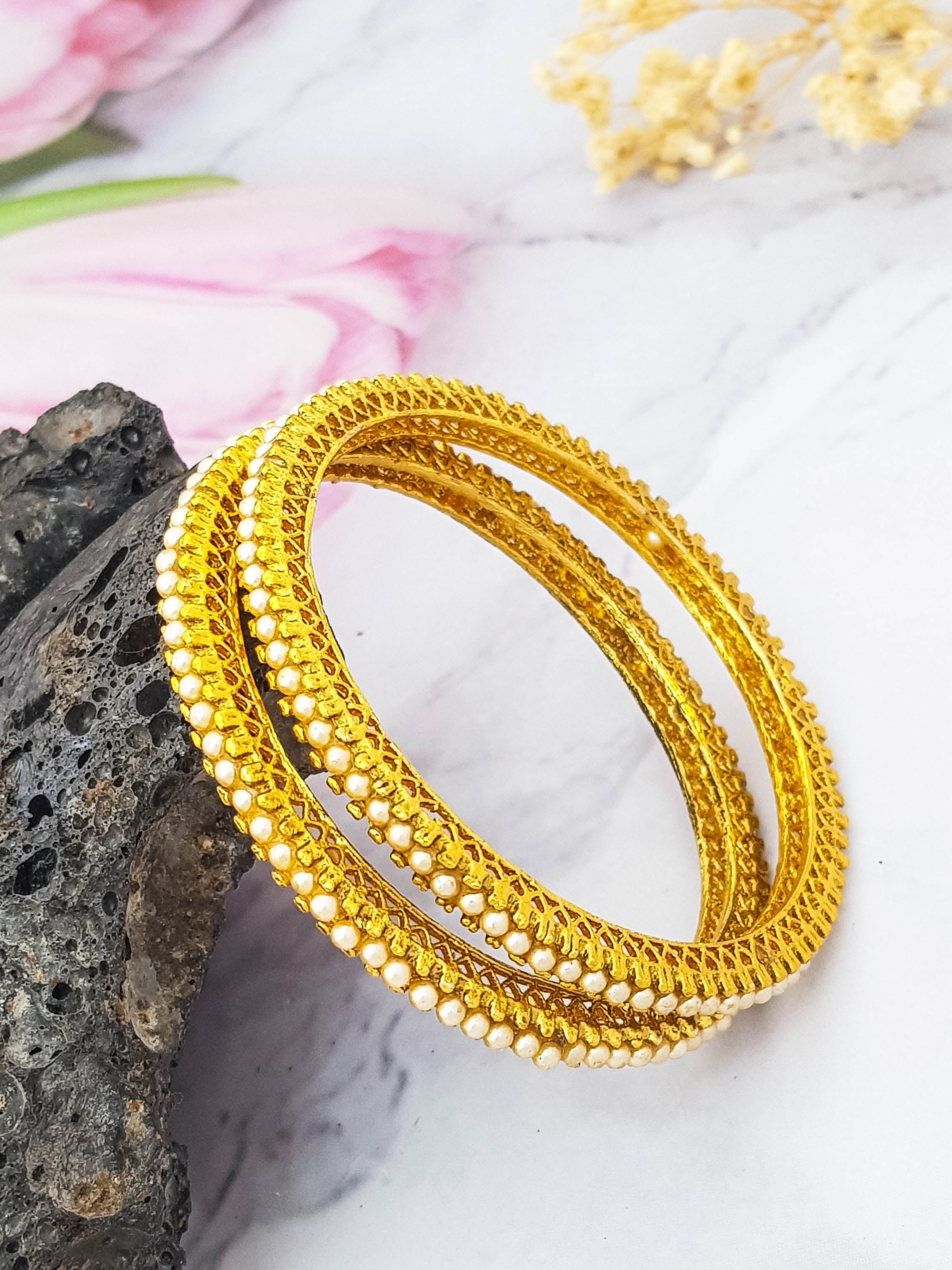 Gold Plated Set of 2 Bangles 18975A