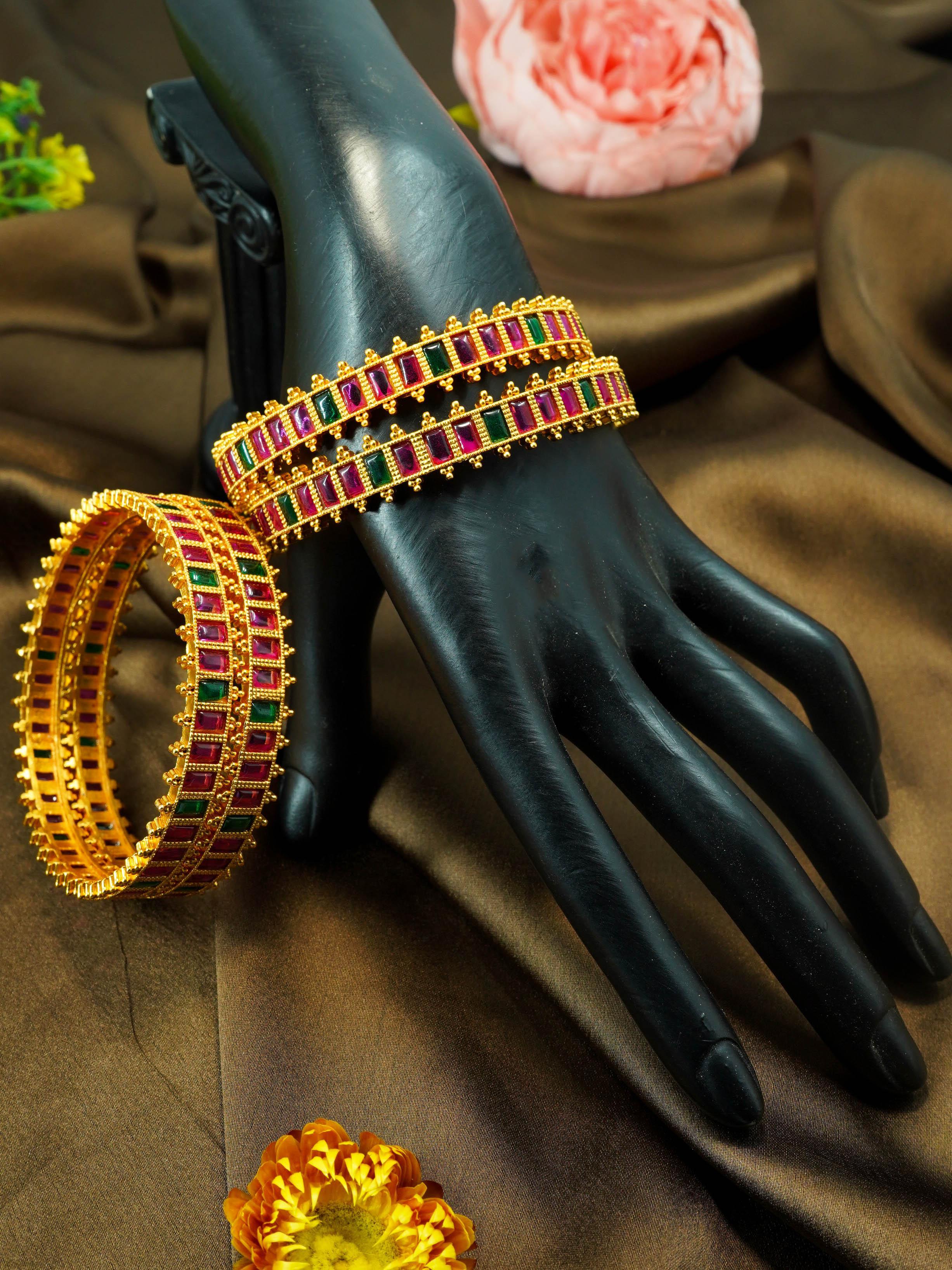 Gold Plated Set of 2 Bangles 8960C - Griiham