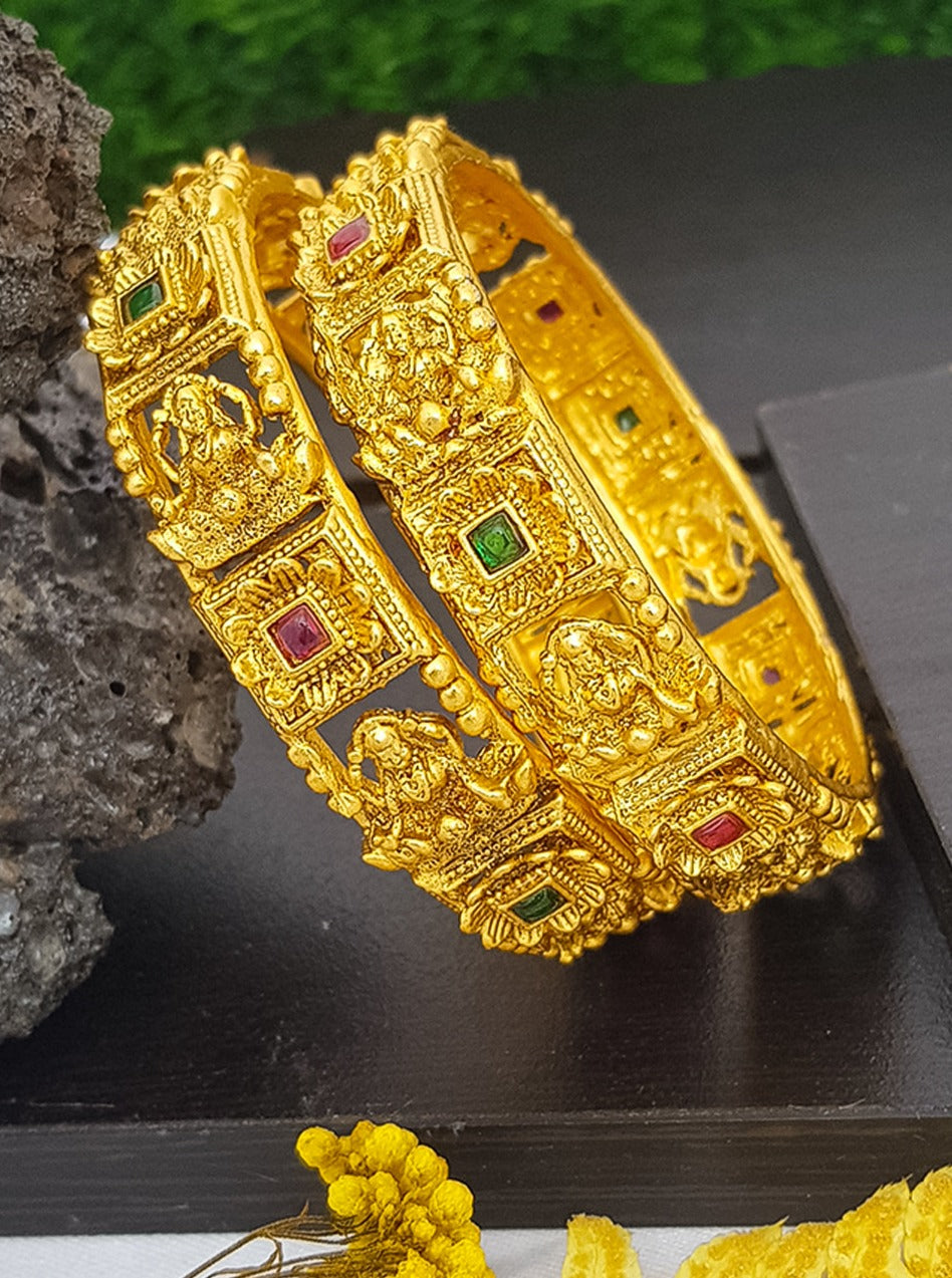 Gold Plated Set of 2 Bangles with AD Stones 14384C