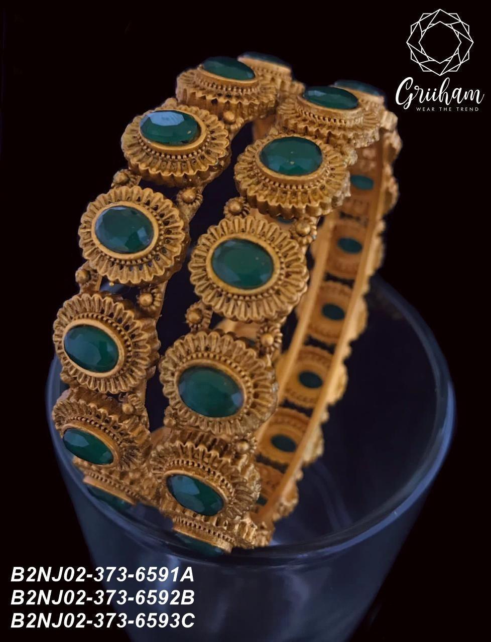 Gold Plated Set of 2 Broad Bangles 6591A
