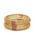 Gold Plated Set of 2 designer Bangles with multicolor stones 10447A - Griiham