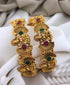 Gold Plated Set of 2 designer Bangles with multicolor stones 11136B - Griiham