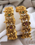 Gold Plated Set of 2 designer Bangles with multicolor stones 11140C - Griiham