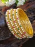 Gold Plated Set of 4 Bangles with pearls 13339A