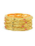 Gold Plated Set of 4 designer Bangles with colored stones 10308A - Griiham