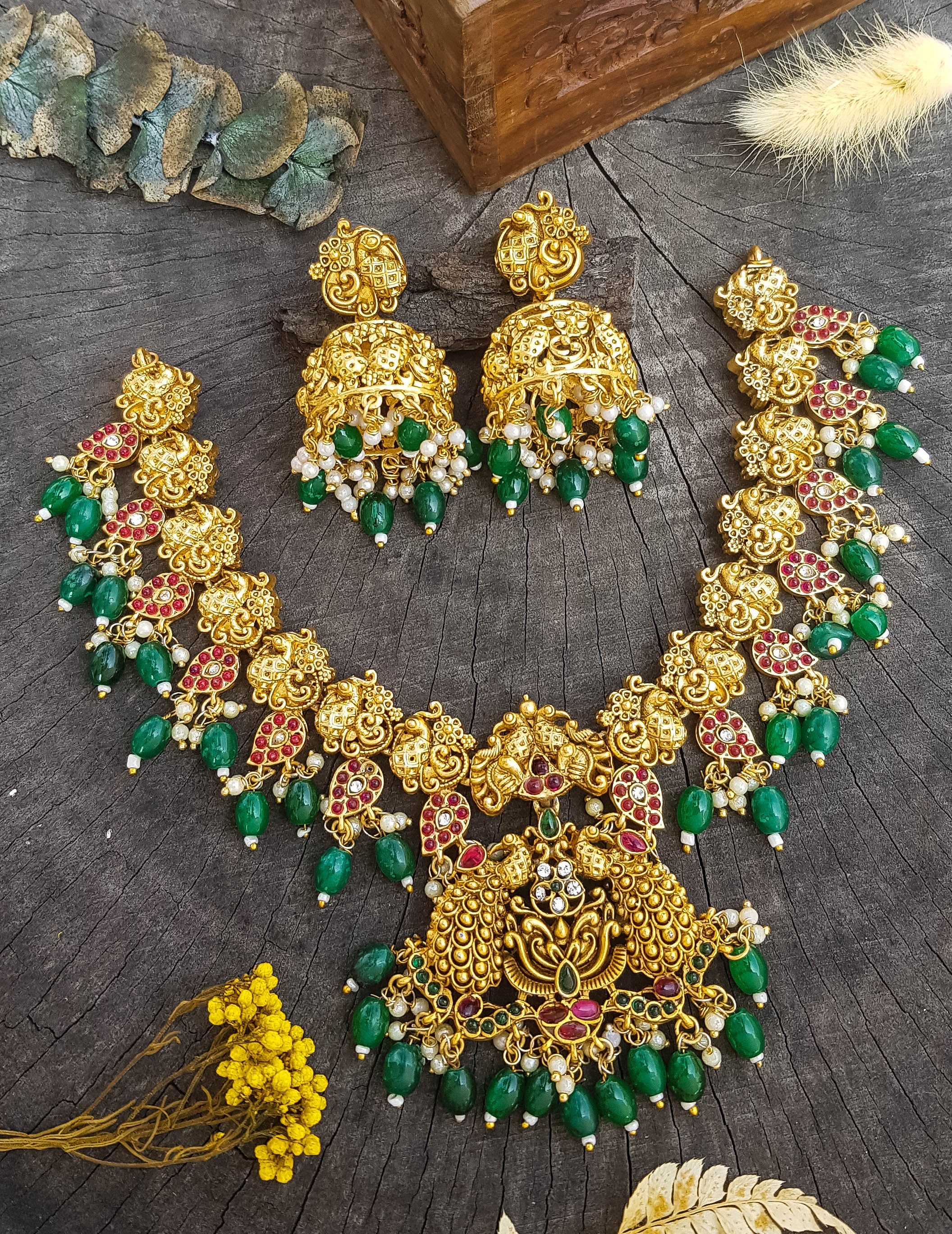 Gold Plated Short AD Necklace set 18430N