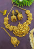 Gold Plated Short AD Necklace set with Tikka 18453N