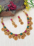 Gold Plated Special Laxmi Coin Necklace Set with Square Stones 6645N