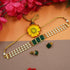 Gold Plated Stone Chic Necklace set with Pearl String 10466N - Griiham