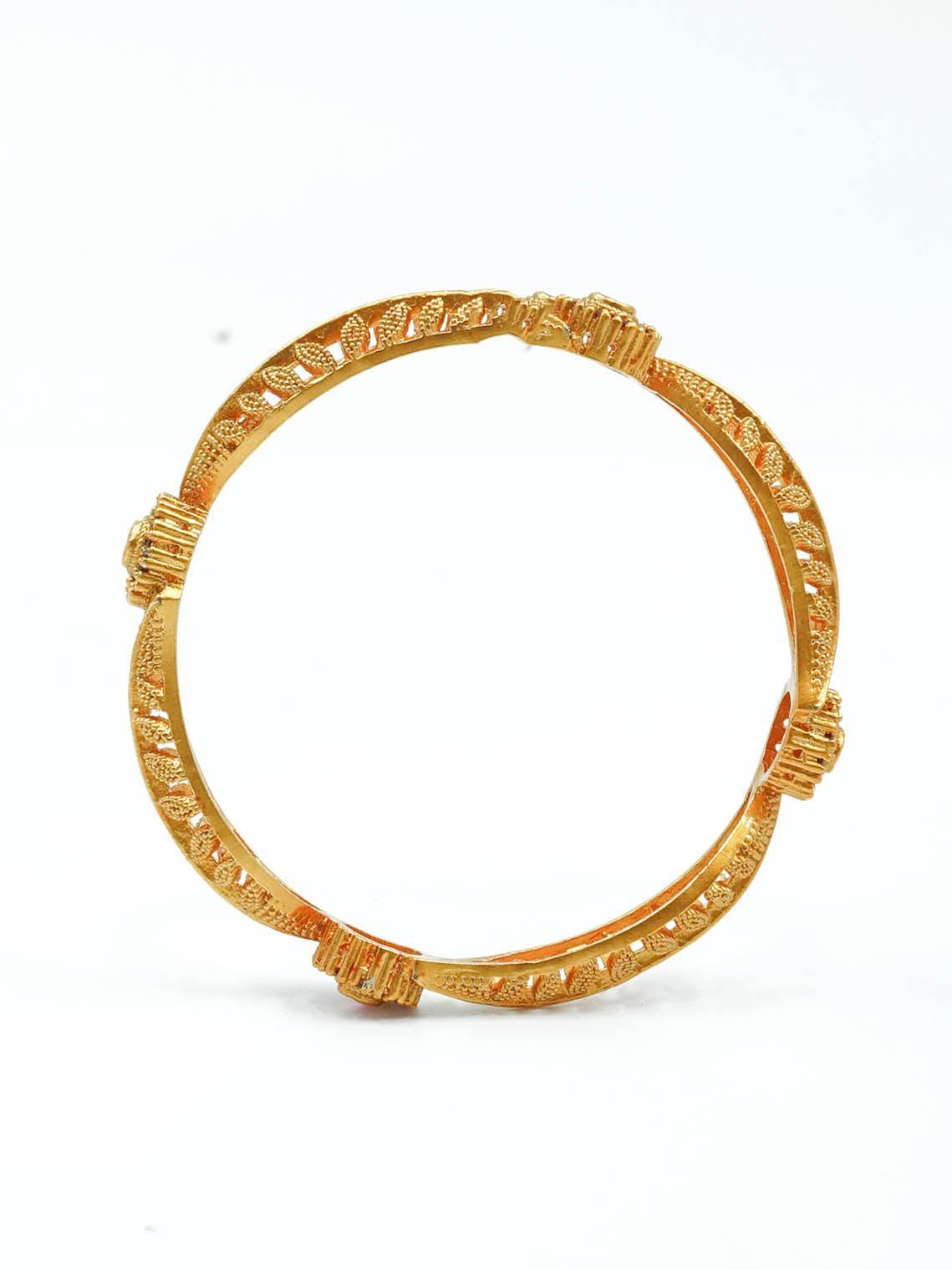 Gold Plated Studded Set of 2 AD bangles - Griiham