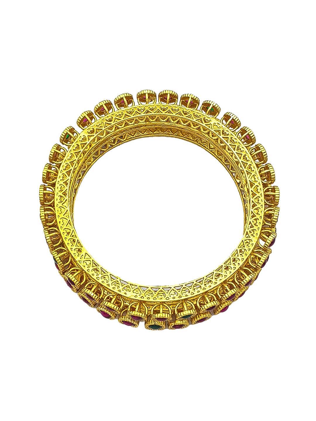 Gold Plated Studded Set of 2 bangles - Griiham