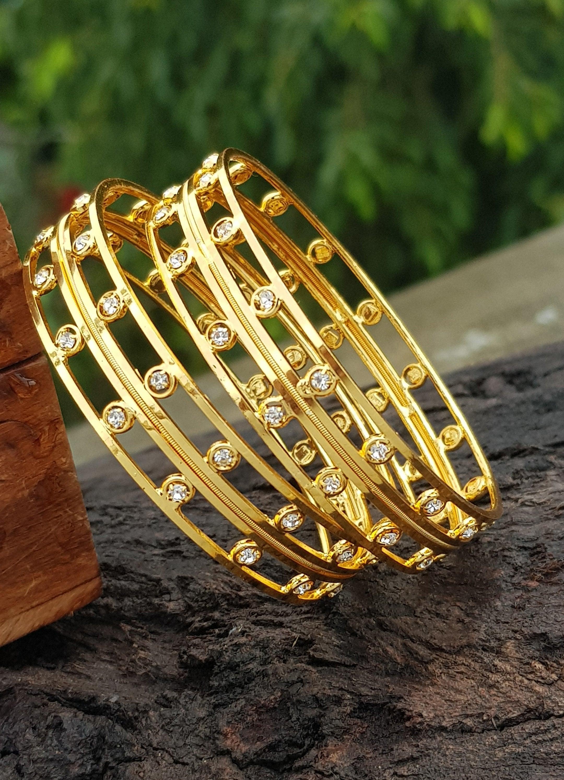 Gold Plated Studded Set of 2 bangles