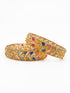 Gold Plated Studded Set of 2 broad bangles - Griiham