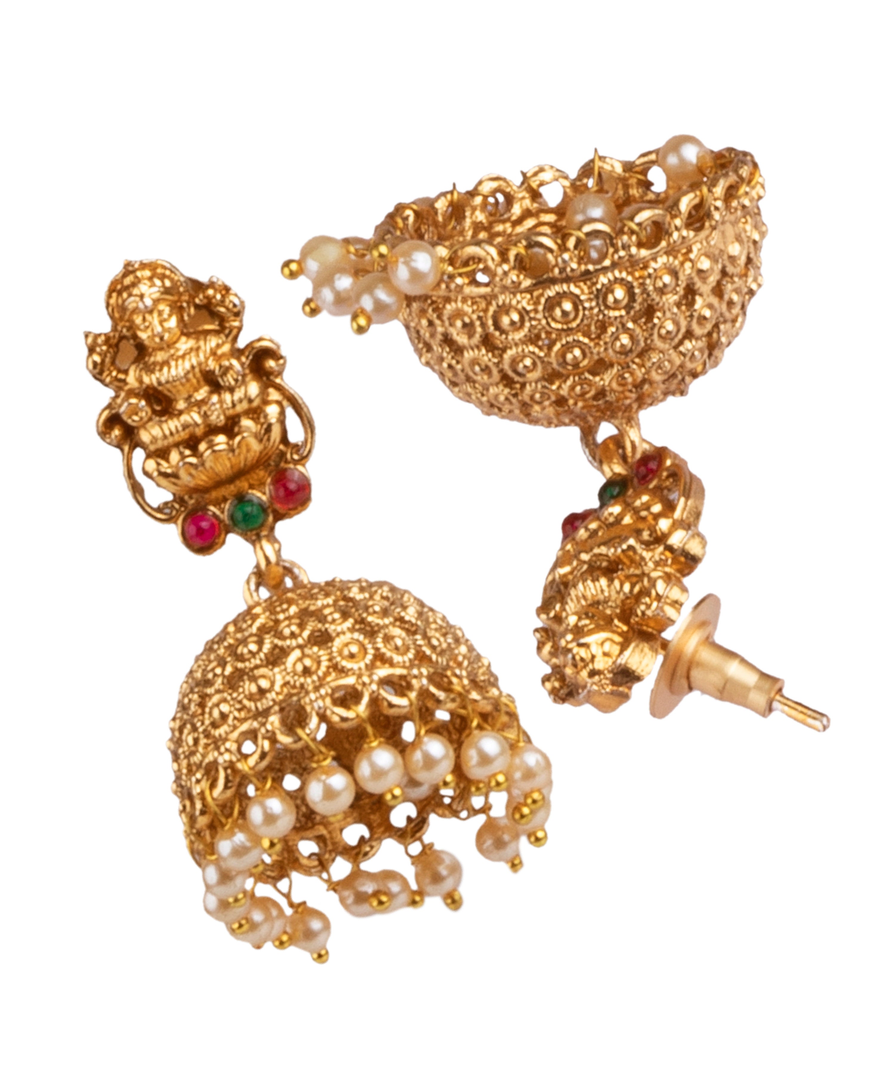 Gold Plated Stylish Pendant Set with pearl mala 17084N-1