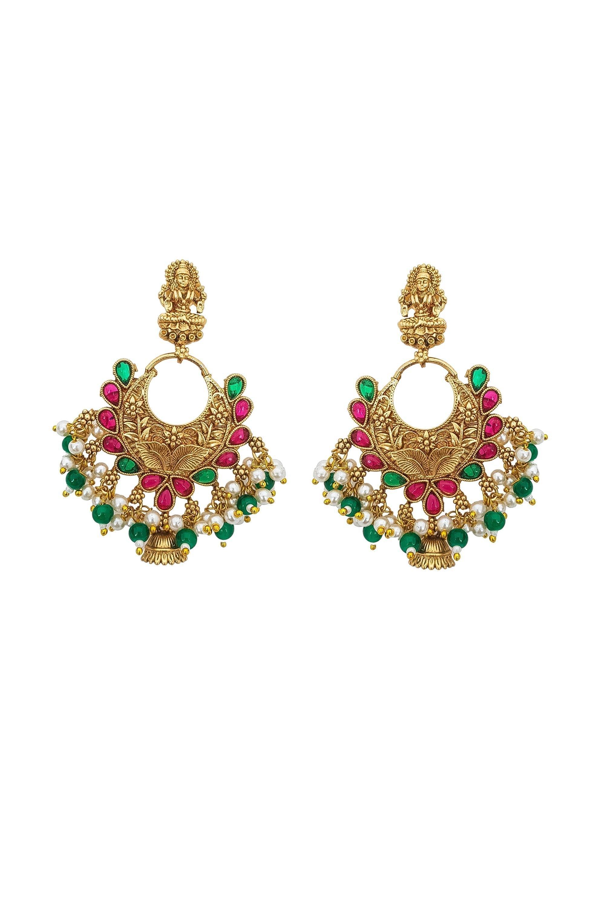 Gold Plated Temple Collection Earrings Jhumka - Griiham
