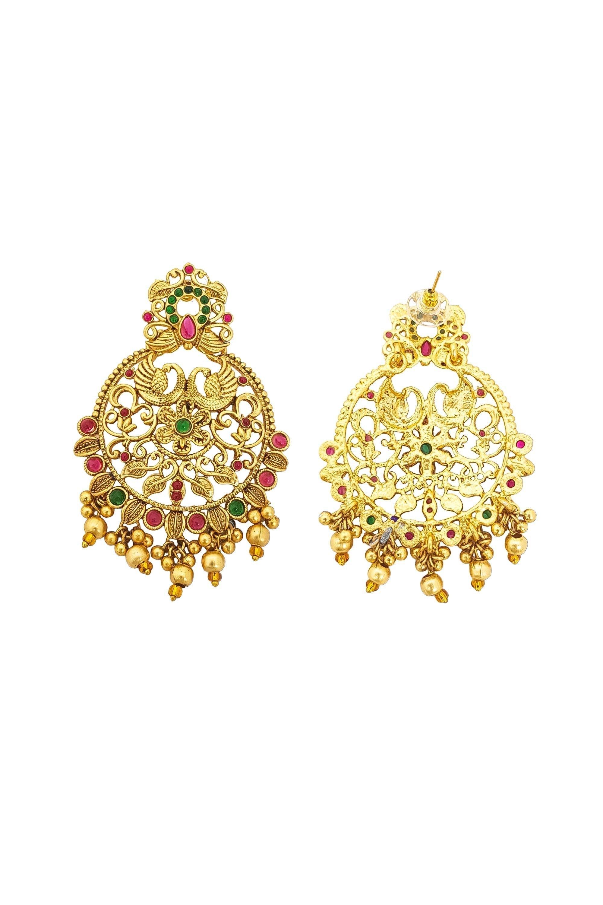 Gold Plated Temple Collection Earrings Jhumka - Griiham