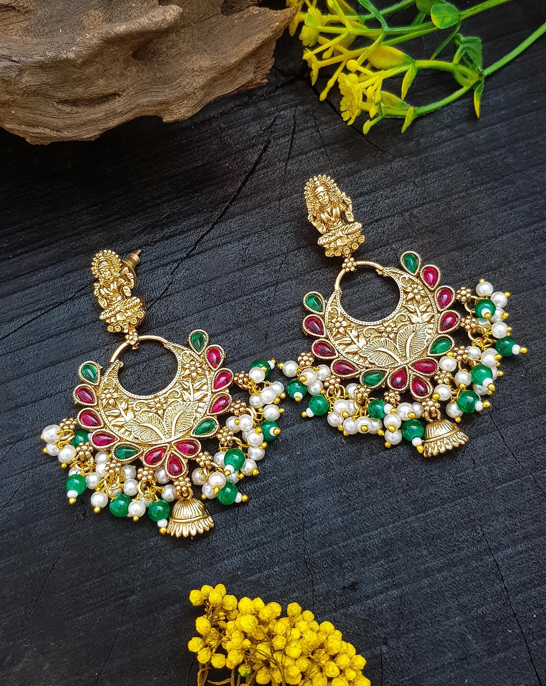Gold Plated Temple Collection Earrings Jhumka