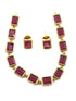 Gold Plated Temple Necklace Set with Monalisa stones 13256N - Griiham