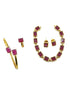 Gold Plated Temple Necklace Set with Monalisa stones 13256N