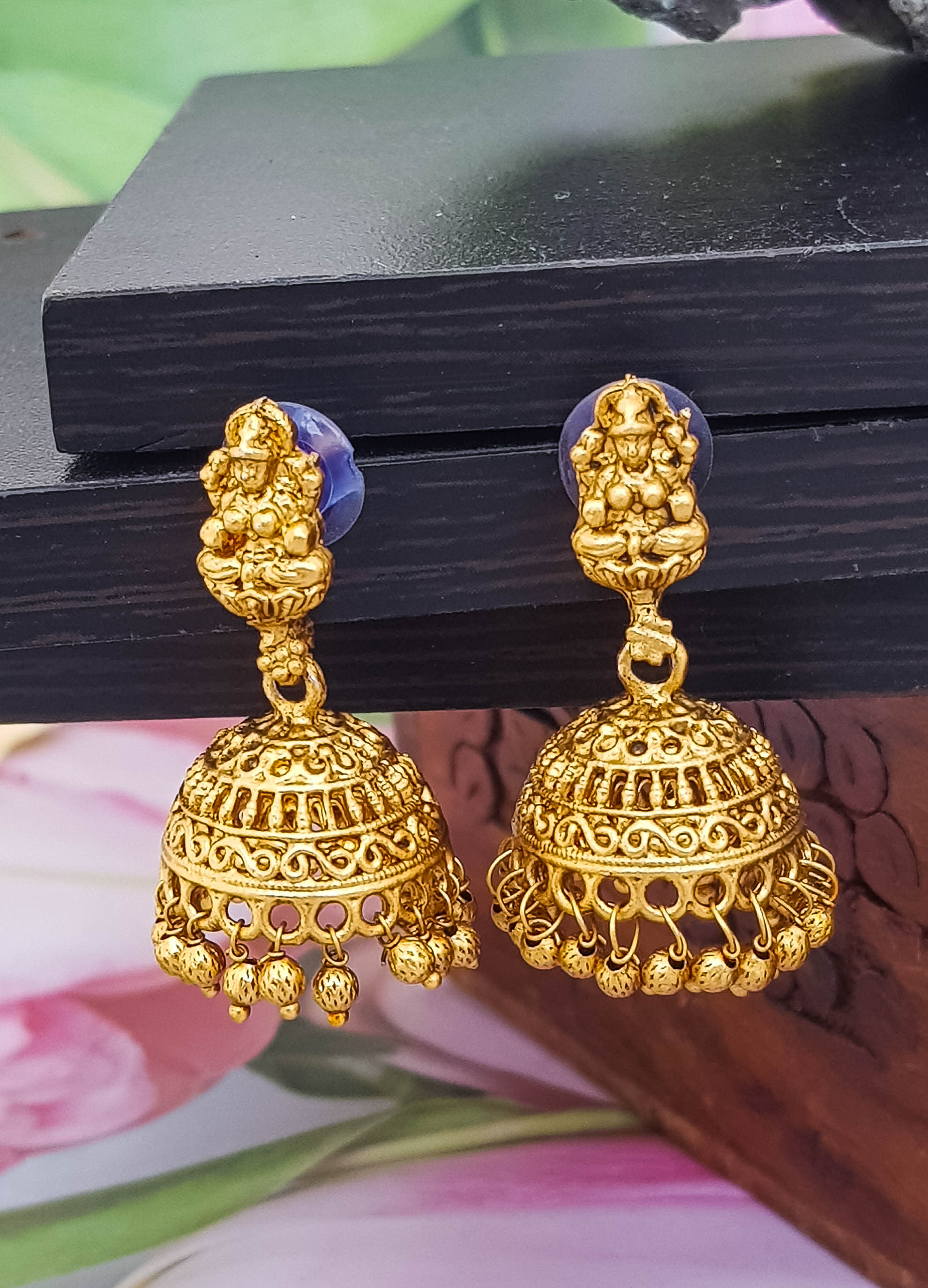 Gold Plated Temple design Jhumki 19222N
