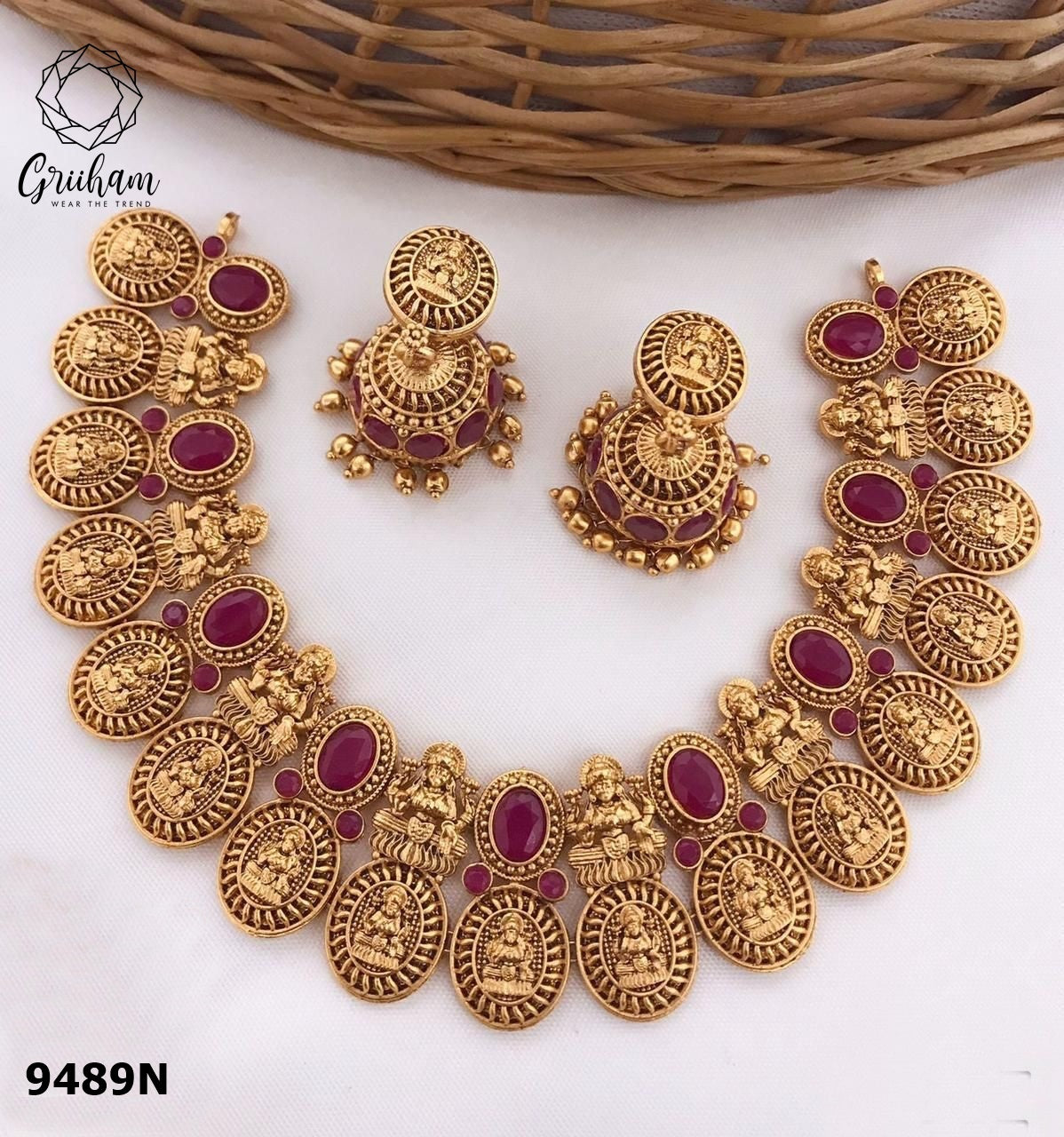 Temple Collection Necklace Set at Rs 742/set onwards | Temple Necklace in  Mumbai | ID: 22379154112