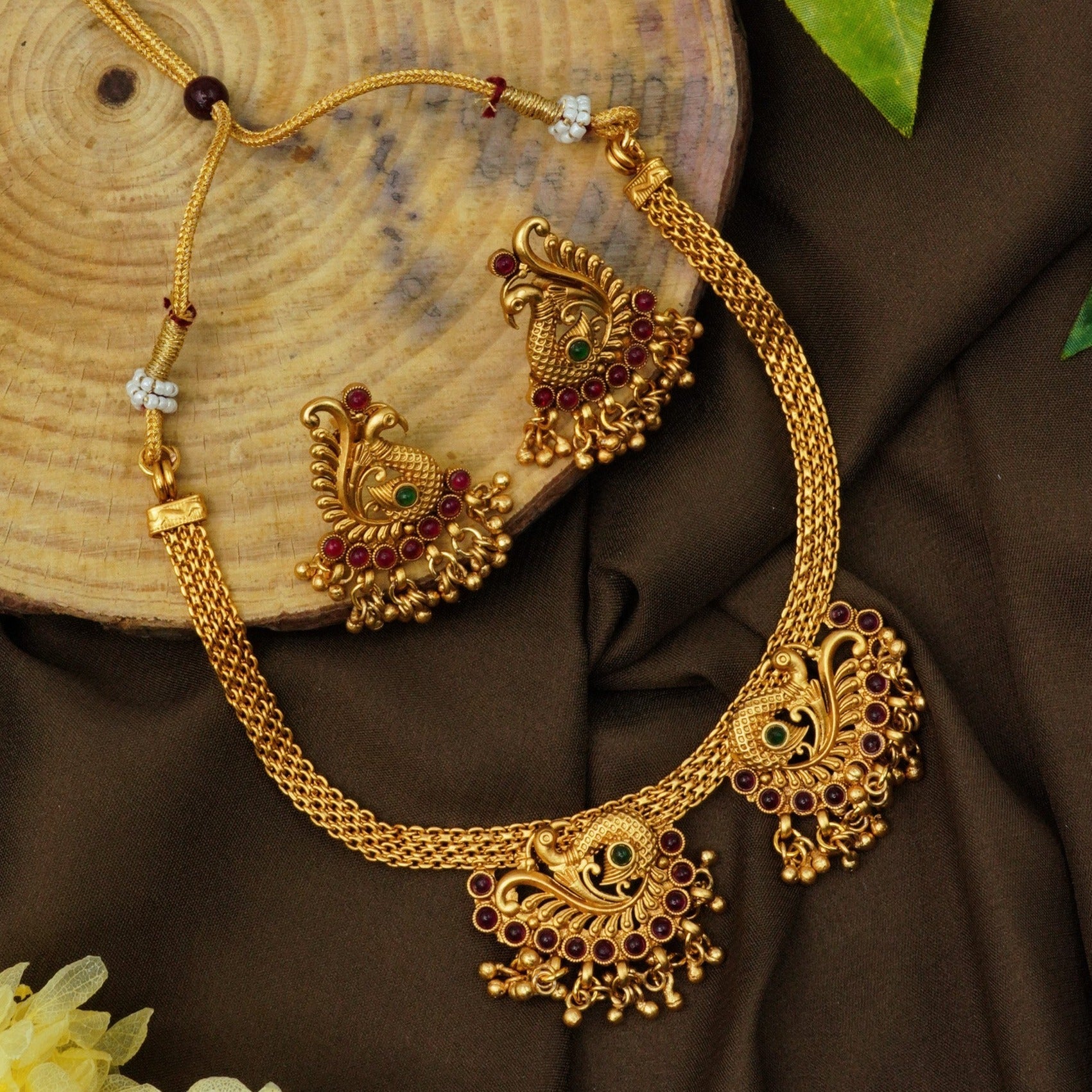 Gold Plated colored stone Necklace set 9530N