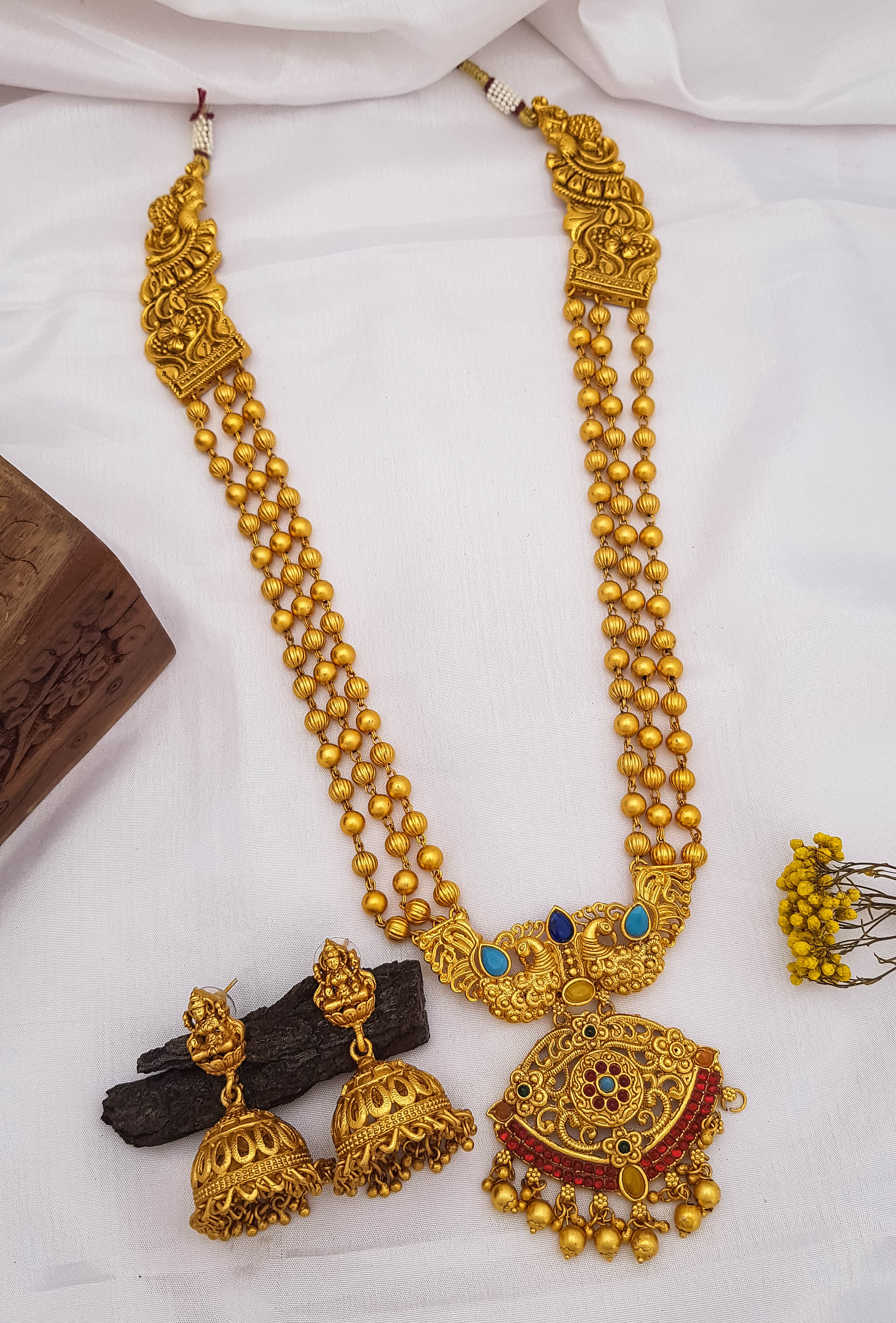 Gold Plated designer long Necklace set 19149N