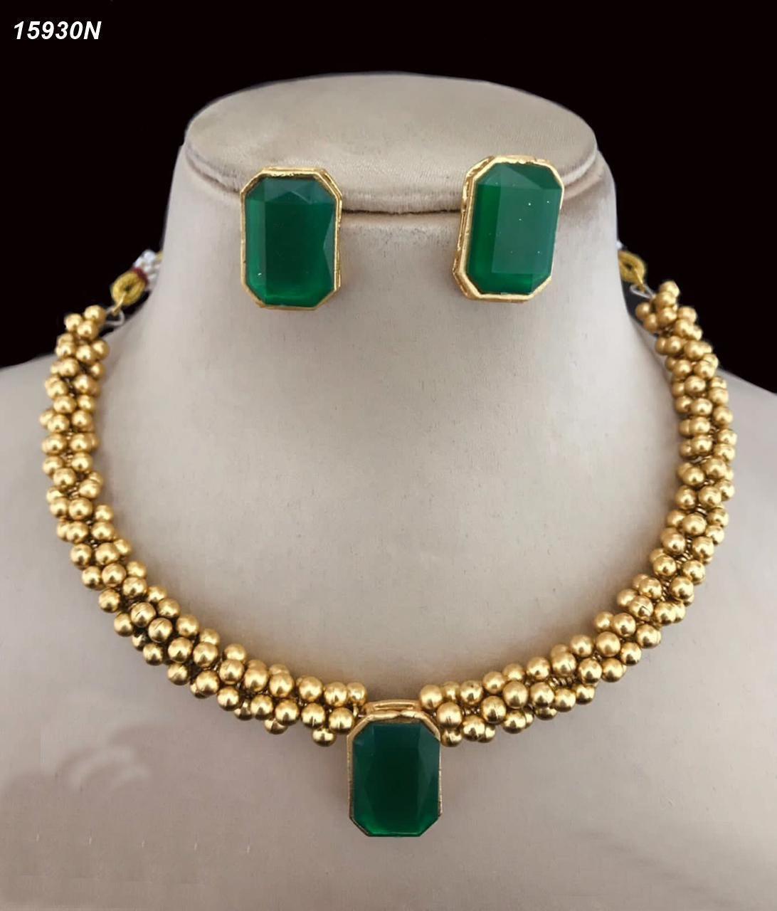 Gold Plated monalisa stone Necklace Set - Griiham