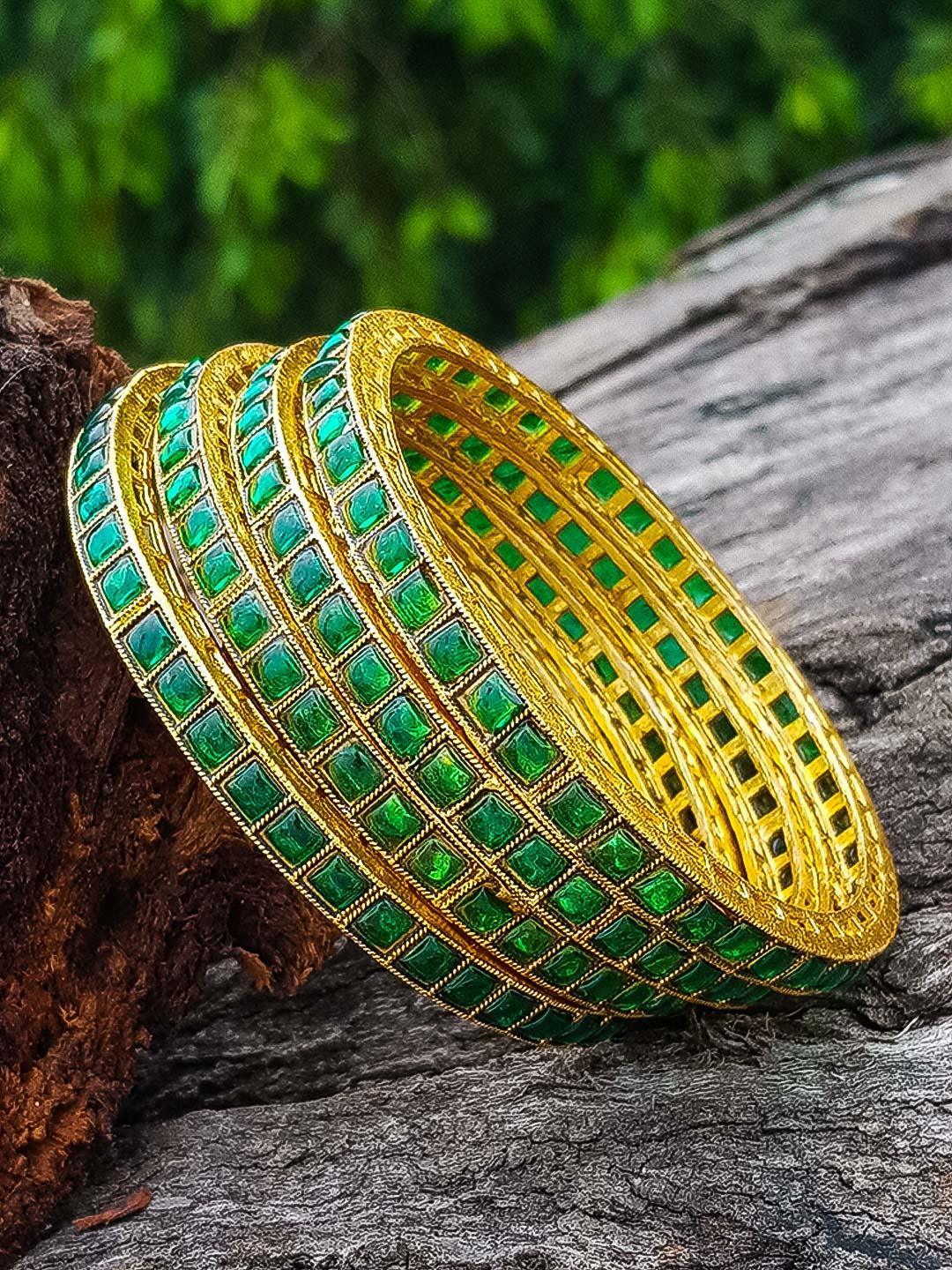 Gold Plated set of 4 AD bangles