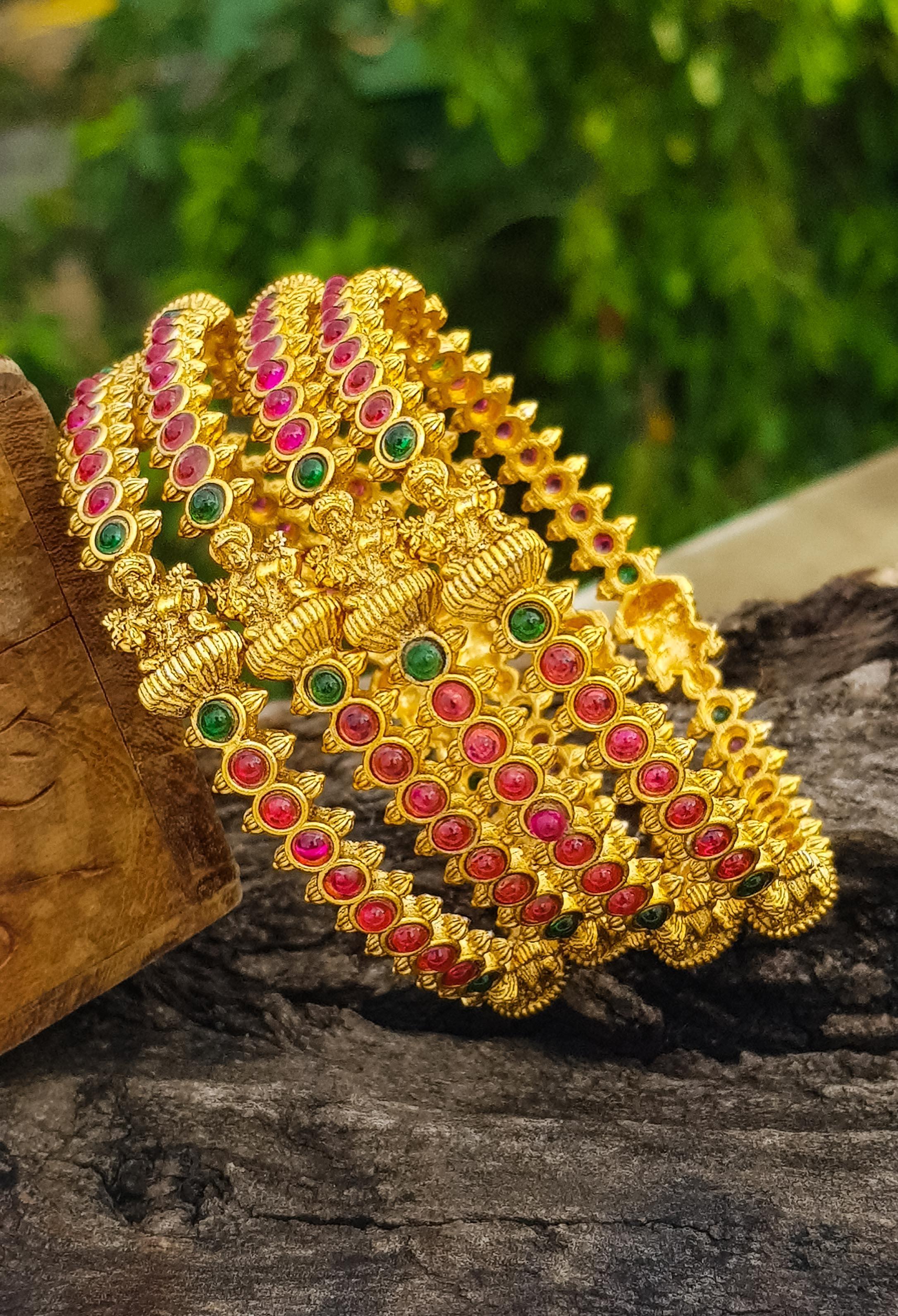Gold Plated set of 4 AD bangles