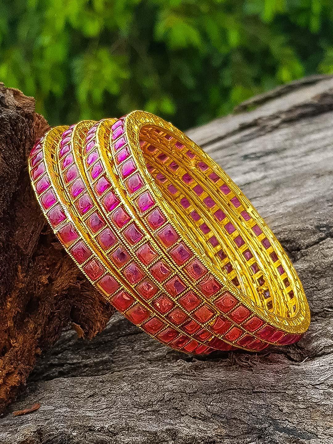 Gold Plated set of 4 AD bangles