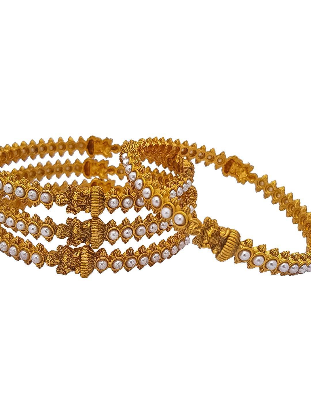 Gold Plated set of 4 AD bangles - Griiham