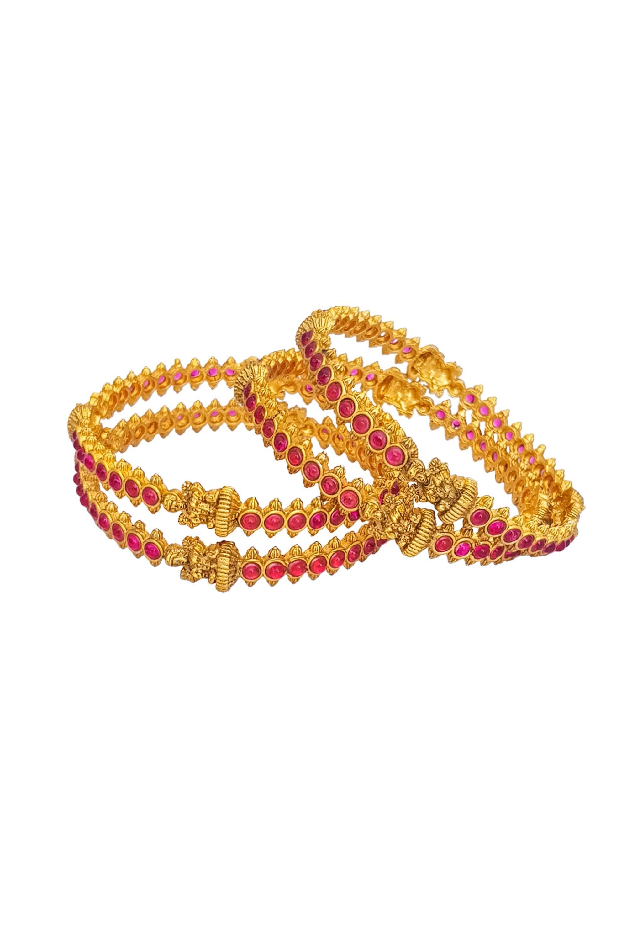 Gold Plated set of 4 AD bangles - Griiham