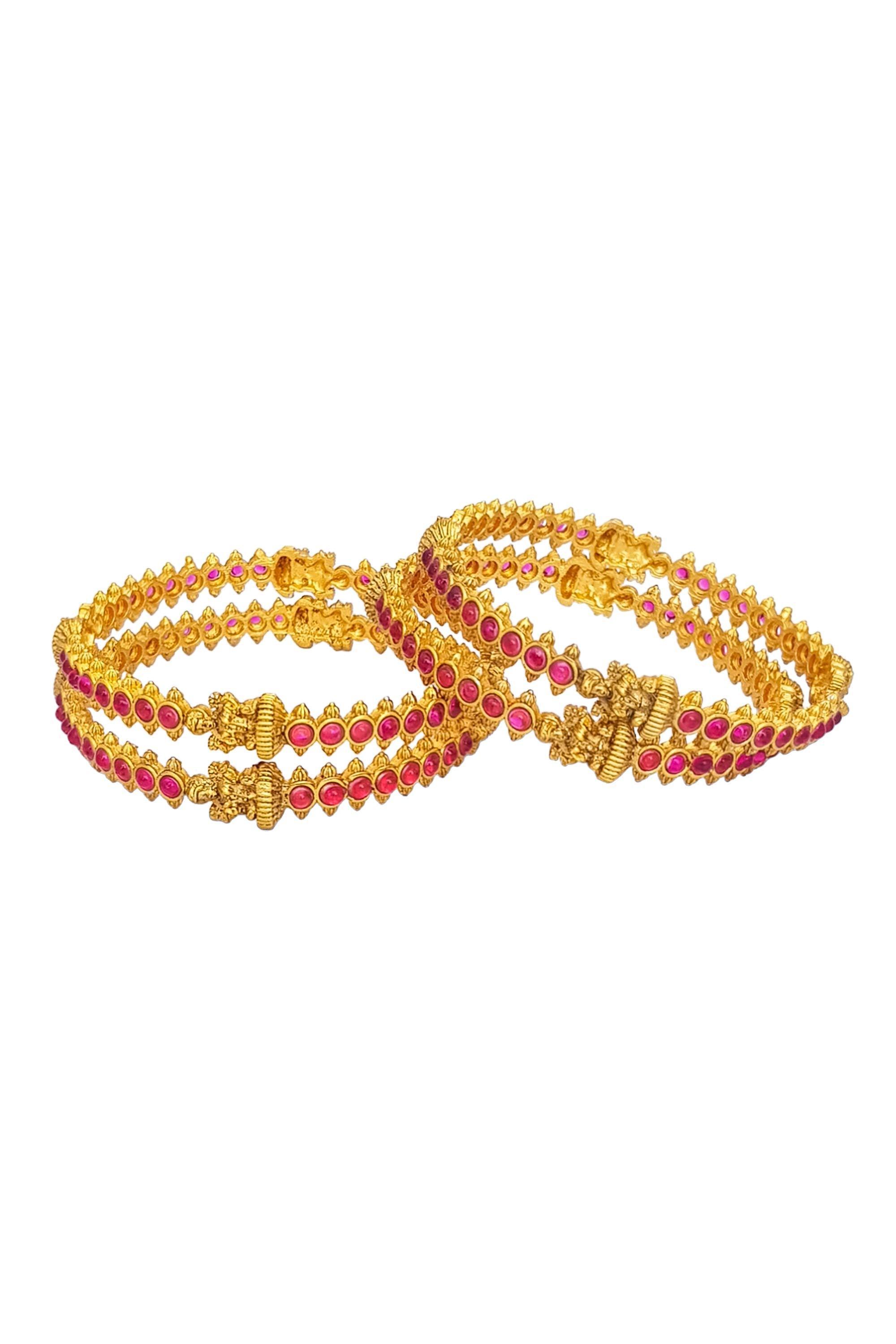Gold Plated set of 4 AD bangles - Griiham