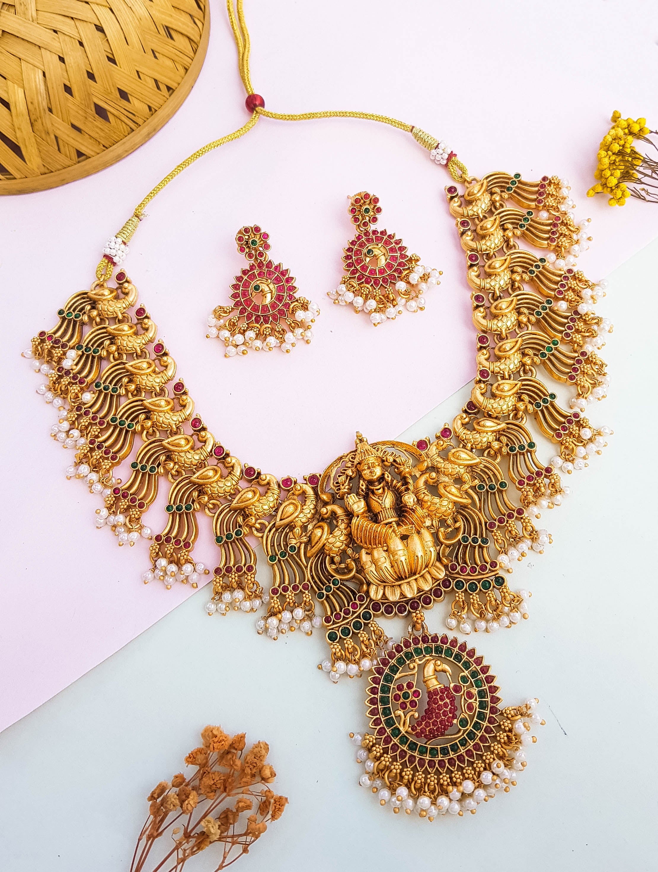 Gold Plated short AD Necklace set 18373N