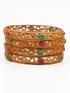 Gold Plated studded set of 4 Multicolor bangles - Griiham