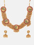 Gold Plated with premium gold polish short Necklace set 5598n