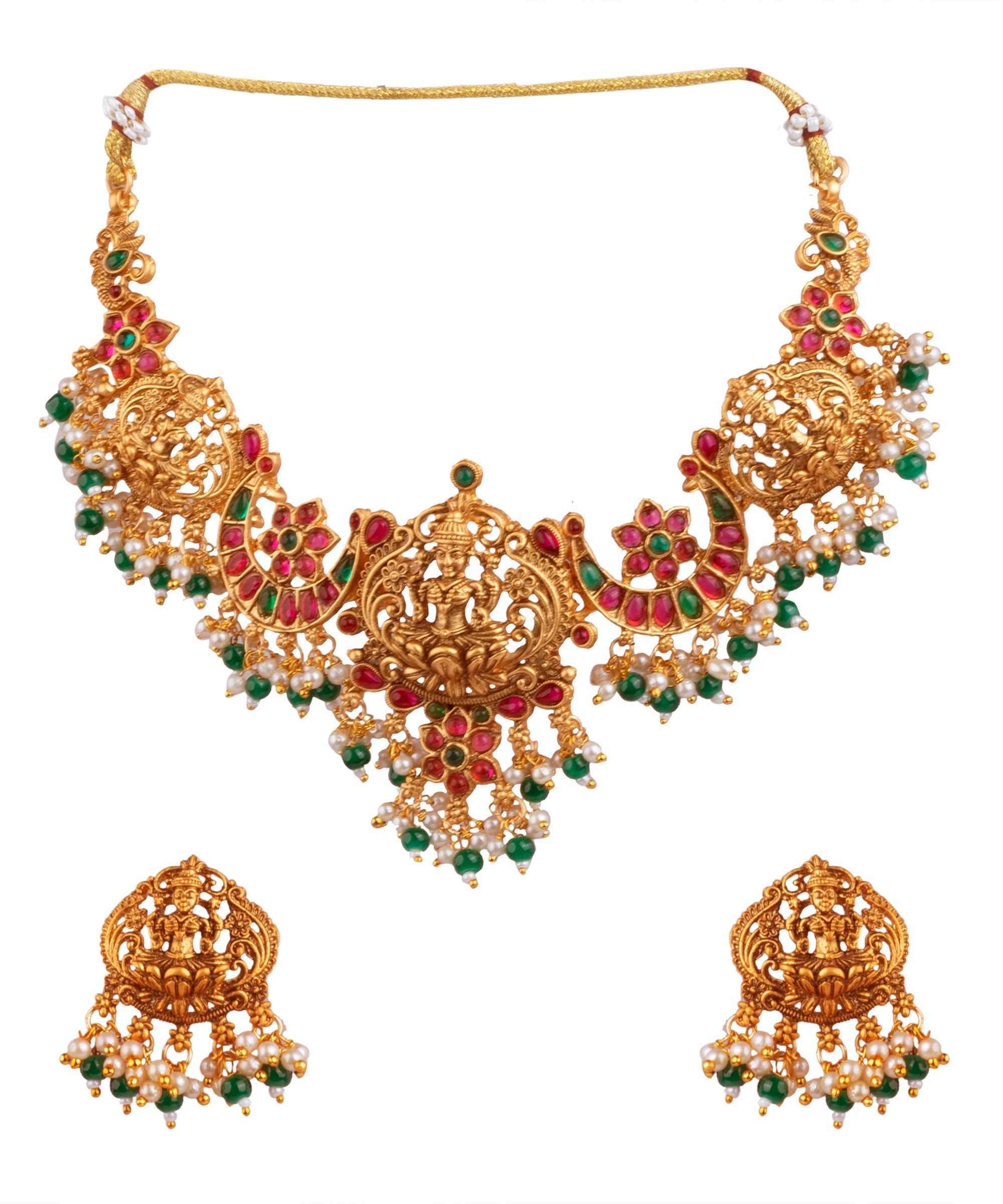 Gold finish Beautiful Laxmi Short Necklace 16872N