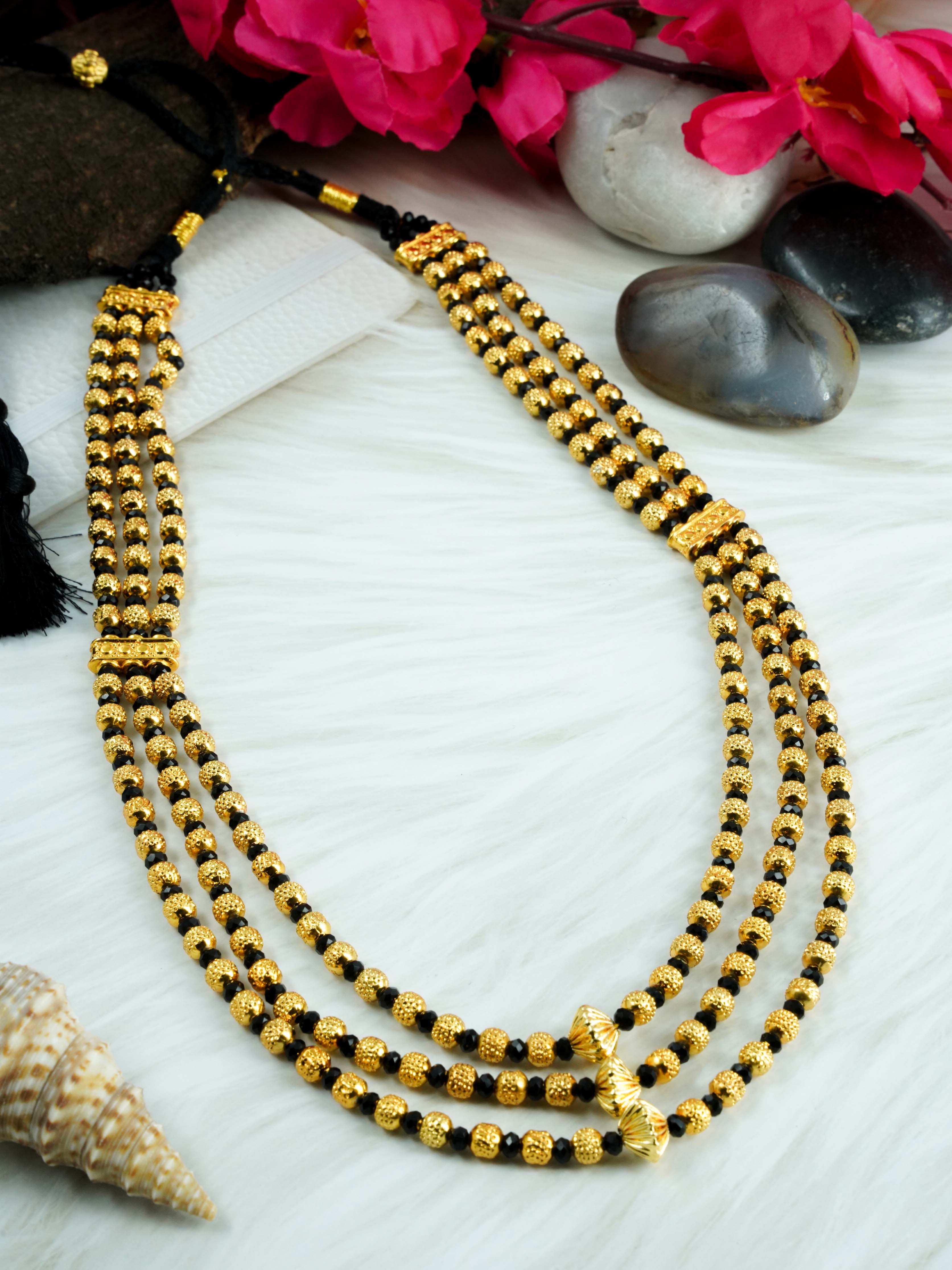 Gold finish ball chain Jow mala crystals(Length 18 inches extended upto 20 inches)7781N