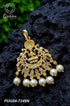 Gold plated CZ with Ruby Studded Pendant set 7249N